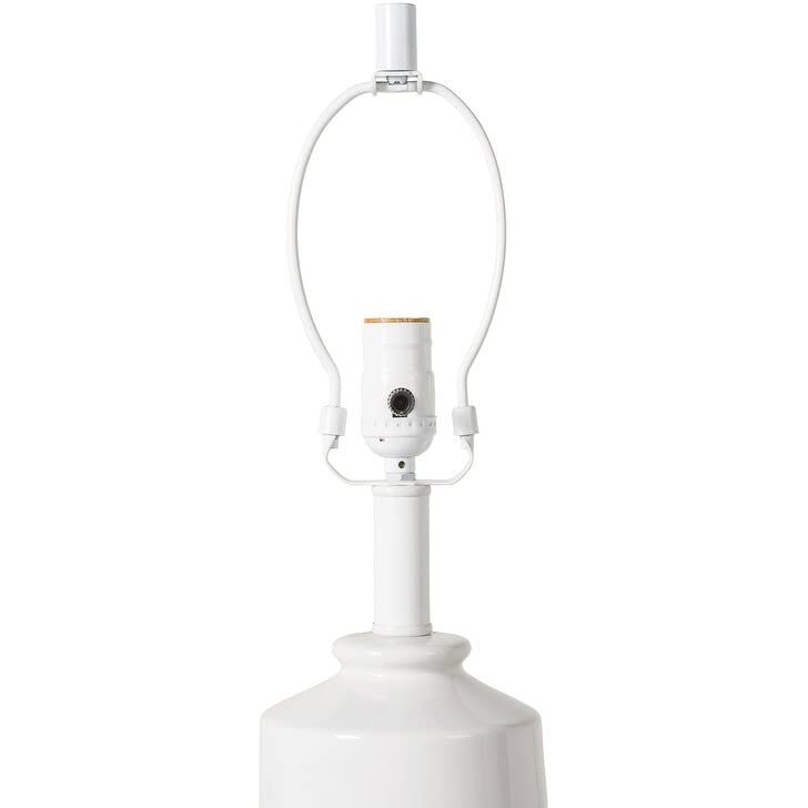 Ceramic and Wicker Cylindrical Table Lamp 24" h X 12" w 12" d Beige White - Diamond Home USA