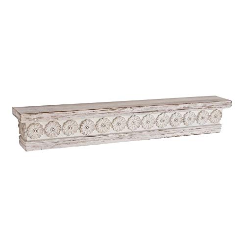 Rustic 6 X 36 Inch Distressed White Wooden Wall Shelf by Wood - Diamond Home USA