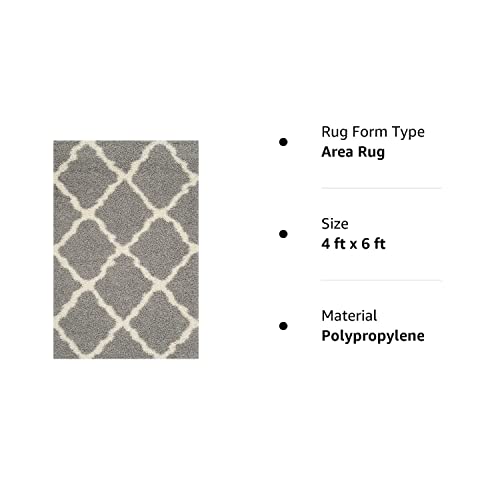 SAFAVIEH Dallas Shag Collection Accent Rug - 4' x 6' Grey & Ivory Trellis Design - Diamond Home USA