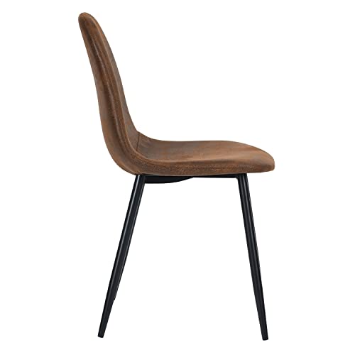 Chair Set of 4 Pu Leather Side Seating with Black Metal Legs Brown Upholstered - Diamond Home USA