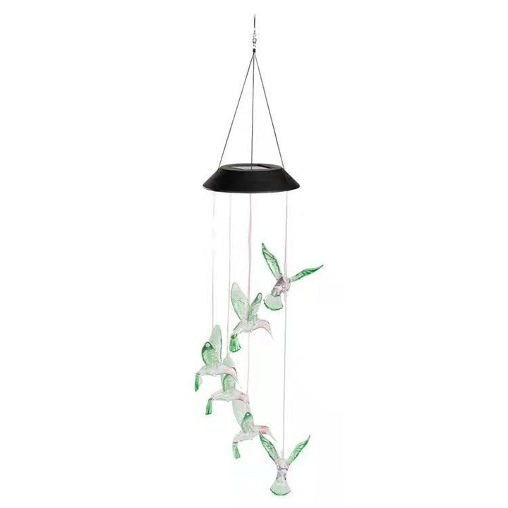 Led Hanging Solar Hummingbird Wind Chime Color Changing Black
