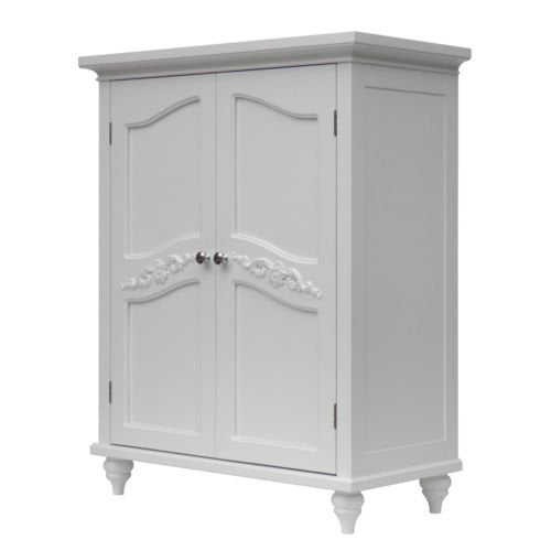 2 Door Floor White Bathroom Cabinet Elegant Style and Plenty of Storage - Diamond Home USA