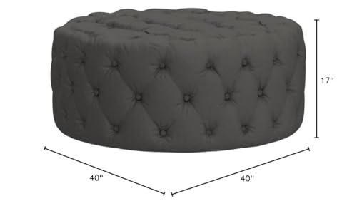 Best Master Furniture Sherlyn Tufted Velvet Round Ottoman/Footstool Gray Grey (Velvet) - Diamond Home USA