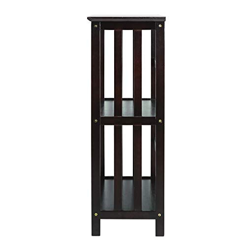 Mission Style 3-Tier Shelf Brown Craftsman Modern Contemporary Wood Espresso - Diamond Home USA