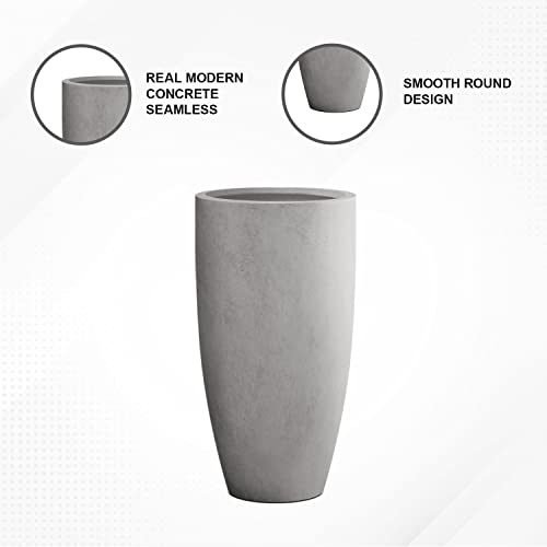 Plantara Round Tall Concrete/Fiberglass Indoor & Outdoor Lightweight - Diamond Home USA