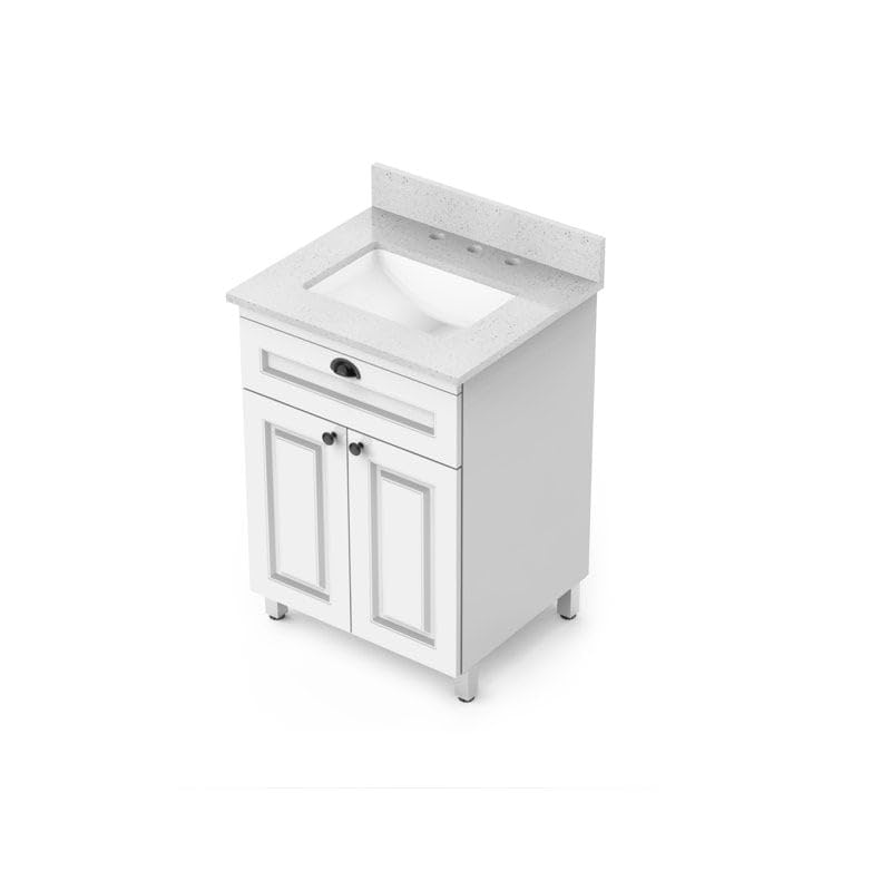 25" X 22" Engineer Marble Bathroom Vanity Top in Speckled White with Rectangular - Diamond Home USA