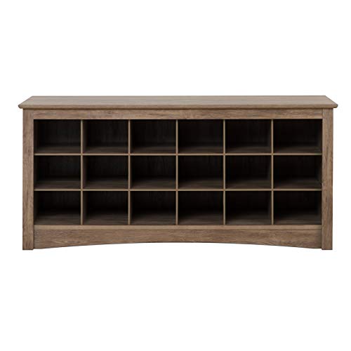 Drifted Grey Cubbie Storage Bench Solid Farmhouse MDF - Diamond Home USA