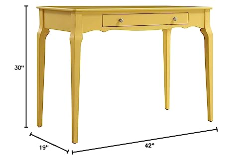 Yellow 1-Drawer Console Table Accent Writing Desk Makeup Dresser Vanity Table
