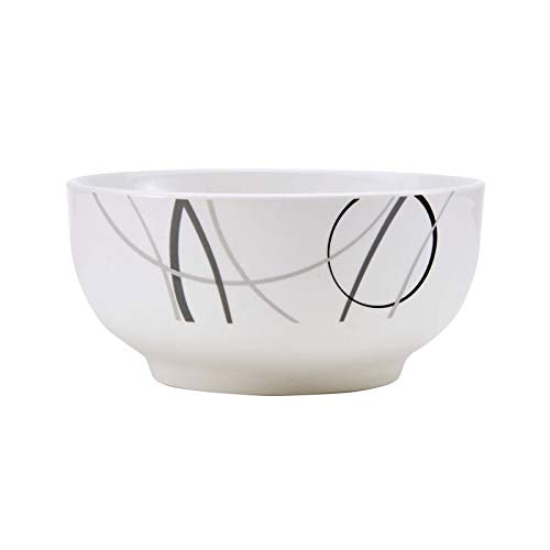 Circles 8pc Dinnerware Set Grey Geometric Modern Contemporary Round Porcelain - Diamond Home USA