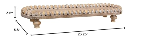 Beaded Edge Wooden Tray Beige Wood - Diamond Home USA