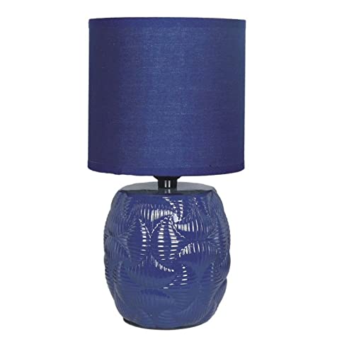 Ceramic Table Lamp with Shade (Eclipse) (Navy) Blue Traditional