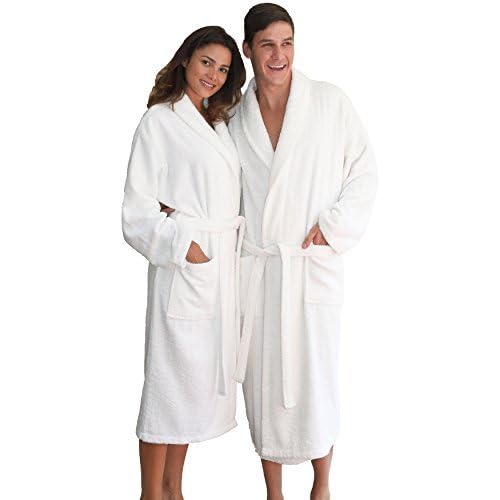 Linum Home Textiles 100% Turkish Cotton Unisex Terry Cloth Bathrobe White - Diamond Home USA