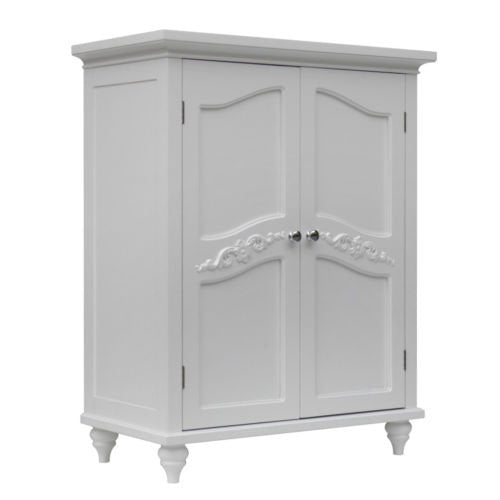 2 Door Floor White Bathroom Cabinet Elegant Style and Plenty of Storage