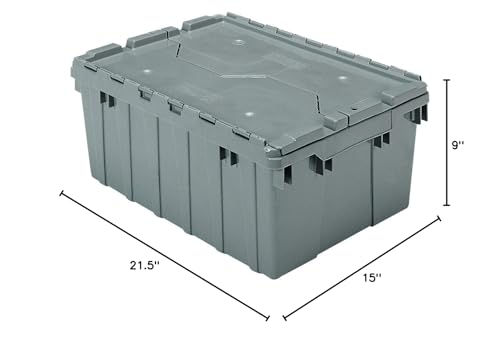 Grey Plastic 21.5-inch X 15-inch 9-inch 8.5 Gal Attached Lid Container - Diamond Home USA