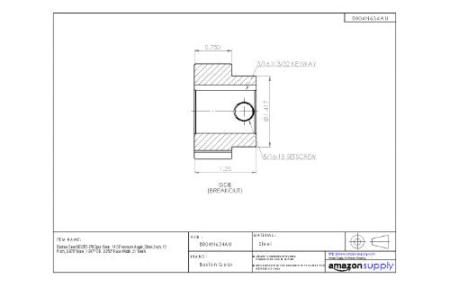Boston Gear ND30 Spur Gear 14.5 Pressure Angle Steel Inch 1 Pitch 0.65" Bore - Diamond Home USA