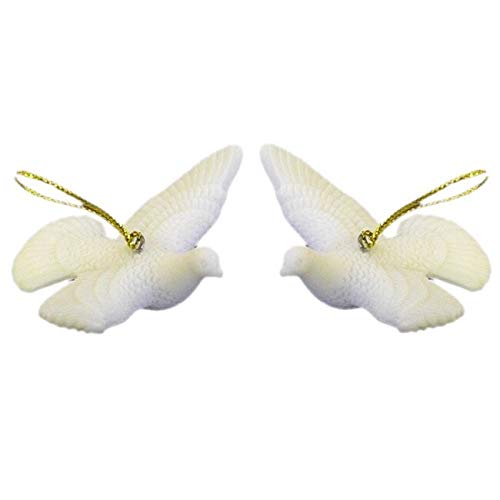 Two Turtle Doves Christmas Ornaments White Resin