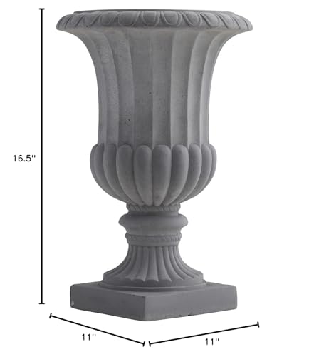 Indoor/Outdoor 16.5-inch Decorative Urn Grey Clay Stone - Diamond Home USA
