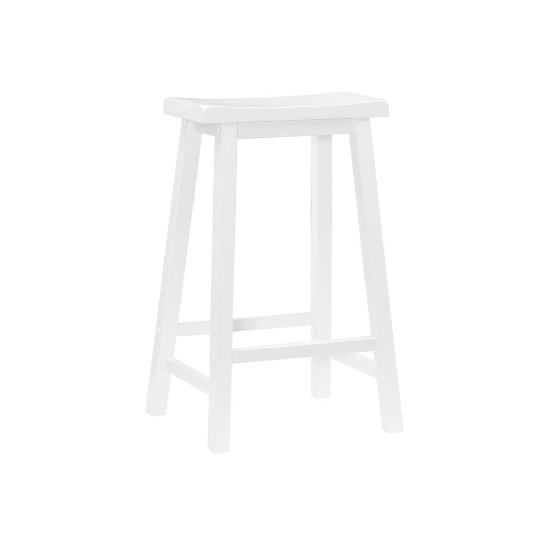 Backless Farmhouse Saddle Bar Stool White Rustic Wood Painted Footrest - Diamond Home USA