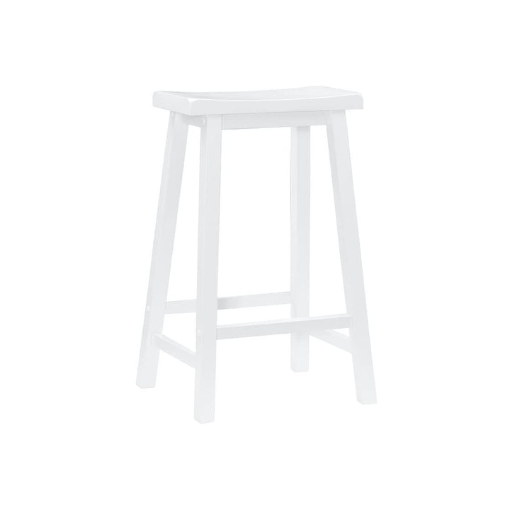 Backless Farmhouse Saddle Bar Stool White Rustic Wood Painted Footrest - Diamond Home USA