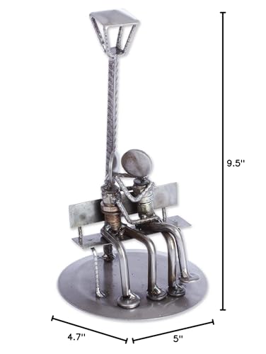 That First Kiss Recycled Auto Parts Sculpture Silver Metal Antique Handmade - Diamond Home USA