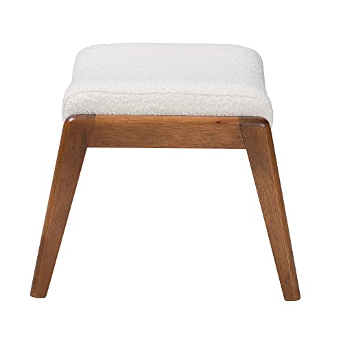 Mid-Century Modern Off/White Upholstered and Walnut Brown Finished Wood - Diamond Home USA