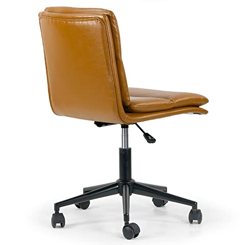 Cappuccino Leather Adjustable Height Swivel Office Chair Brown Modern - Diamond Home USA