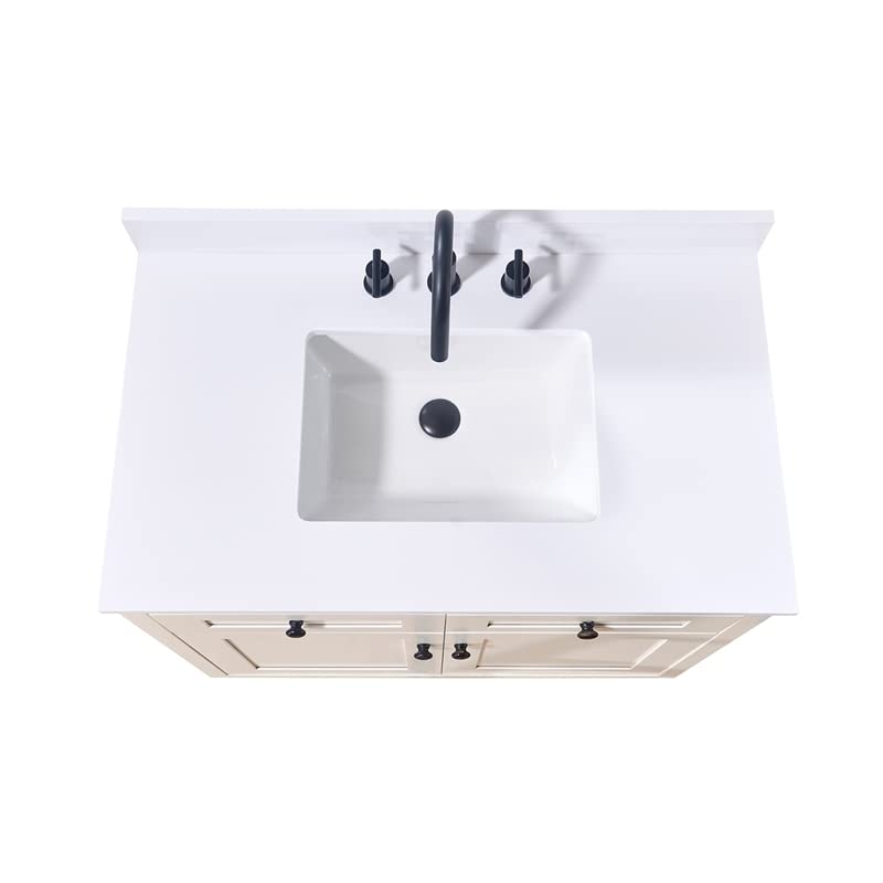 Altair Design 37. in Stone Effects Vanity Top in Snow White with White Sink 37-inches - Diamond Home USA