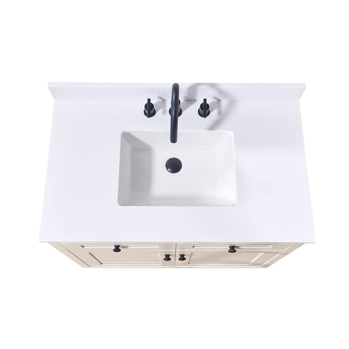 Altair Design 37. in Stone Effects Vanity Top in Snow White with White Sink 37-inches - Diamond Home USA