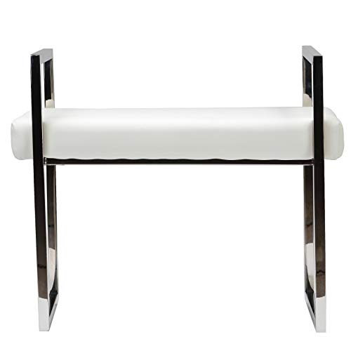 Contemporary White Vinyl Bench Casual Solid Faux Leather - Diamond Home USA