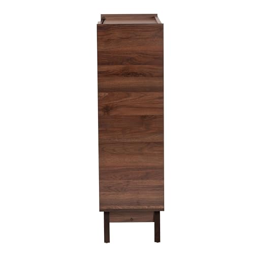 Mid-Century Modern Walnut Brown Finished Wood Shoe Cabinet MDF Backed - Diamond Home USA