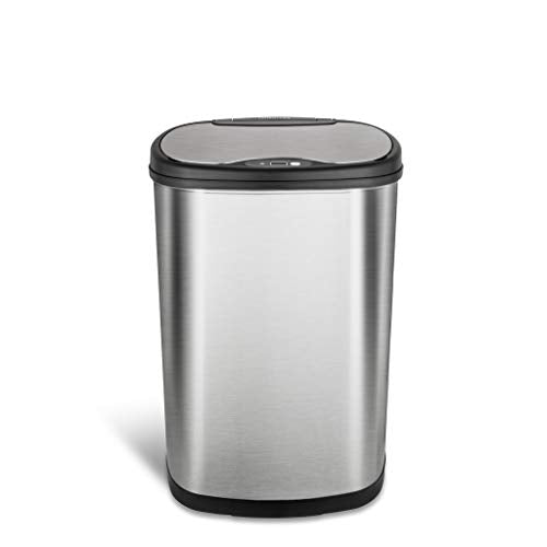 NINESTARS DZT-50-25 Motion Sensor Trash Can Large Silver - Diamond Home USA
