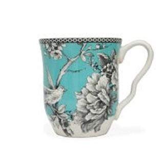 Turquoise Porcelain innerware (Case of 16) Blue Floral Casual Formal 16 Piece