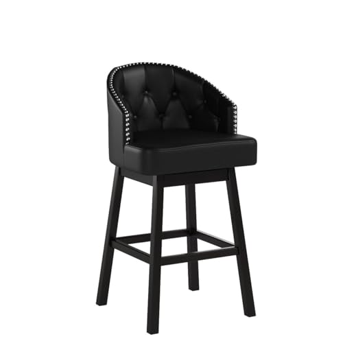 Baxton Studio Avril Modern and Contemporary Black Faux Leather Tufted Swivel - Diamond Home USA