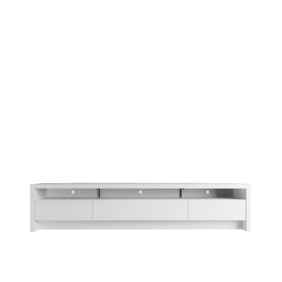 Manhattan Comfort Sylvan TV Stand with 3-Drawers with Open Shelving 84.53 Inch White