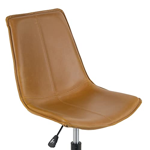 Light Brown Leather Adjustable Height Swivel Office Chair Modern Contemporary - Diamond Home USA