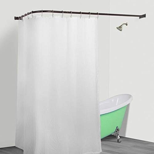 L Shaped Shower Curtain Rod Bronze Aluminum Wrap Around Pole Round Corner