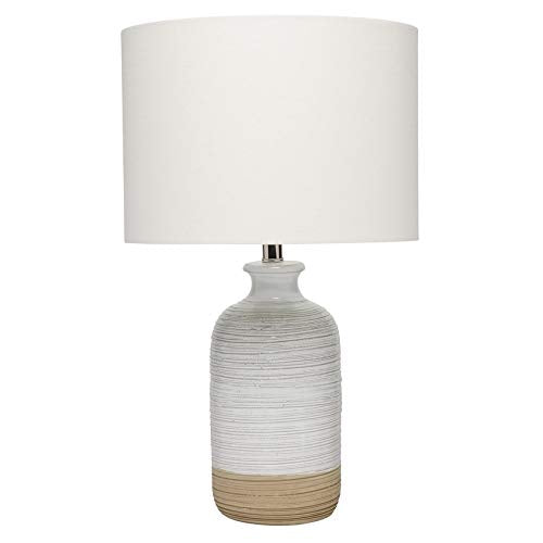 Ashwell Table Lamp in White and Natural Ceramic Transitional
