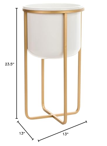 Mid Century Planters (Set of 2) White 23.5" h X 13" w 13" d / 17.5" h w - Diamond Home USA