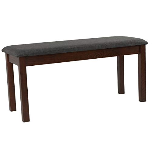 Dining Bench in Charcoal Fabric Walnut Finish 40" Grey Solid - Diamond Home USA