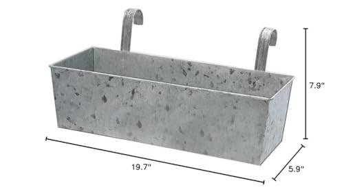 Galvanized Metal Rect. Planter with Hooks (19.70") Silver - Diamond Home USA