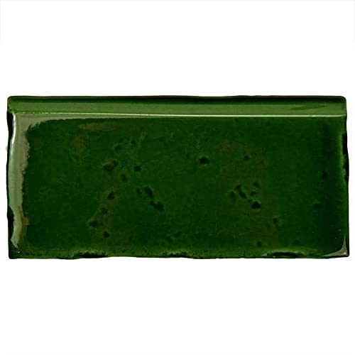 Ceramic Wall Trim Tile Green Rectangular Glossy