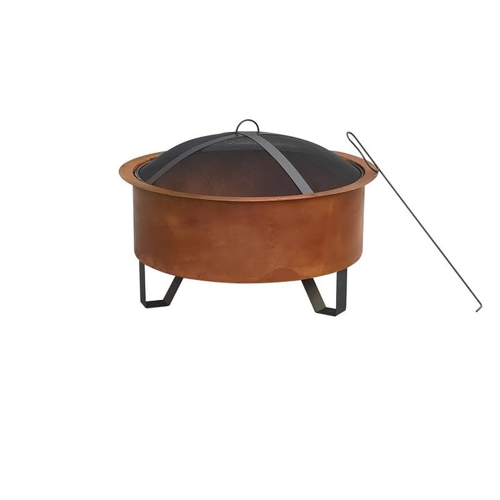 Tripoli Wood Fire Pit Gold Round Steel Copper Finish - Diamond Home USA