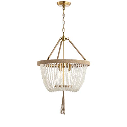 Safavieh PND4083A Cydney Bohemian Adjustable Stone Brown Rope Tassel 3-Light - Diamond Home USA