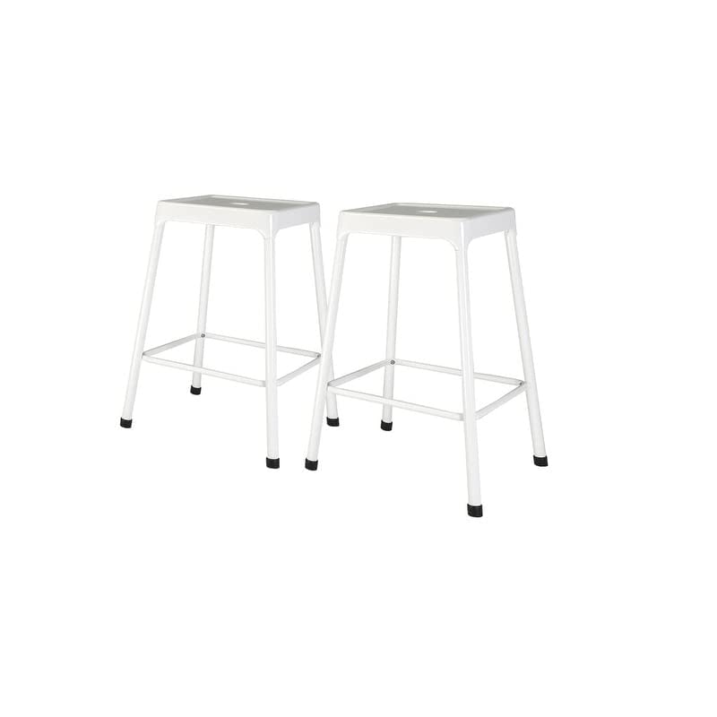 Counter Stool Set of 2 White Farmhouse Mid-Century Modern Cast Iron Finish - Diamond Home USA