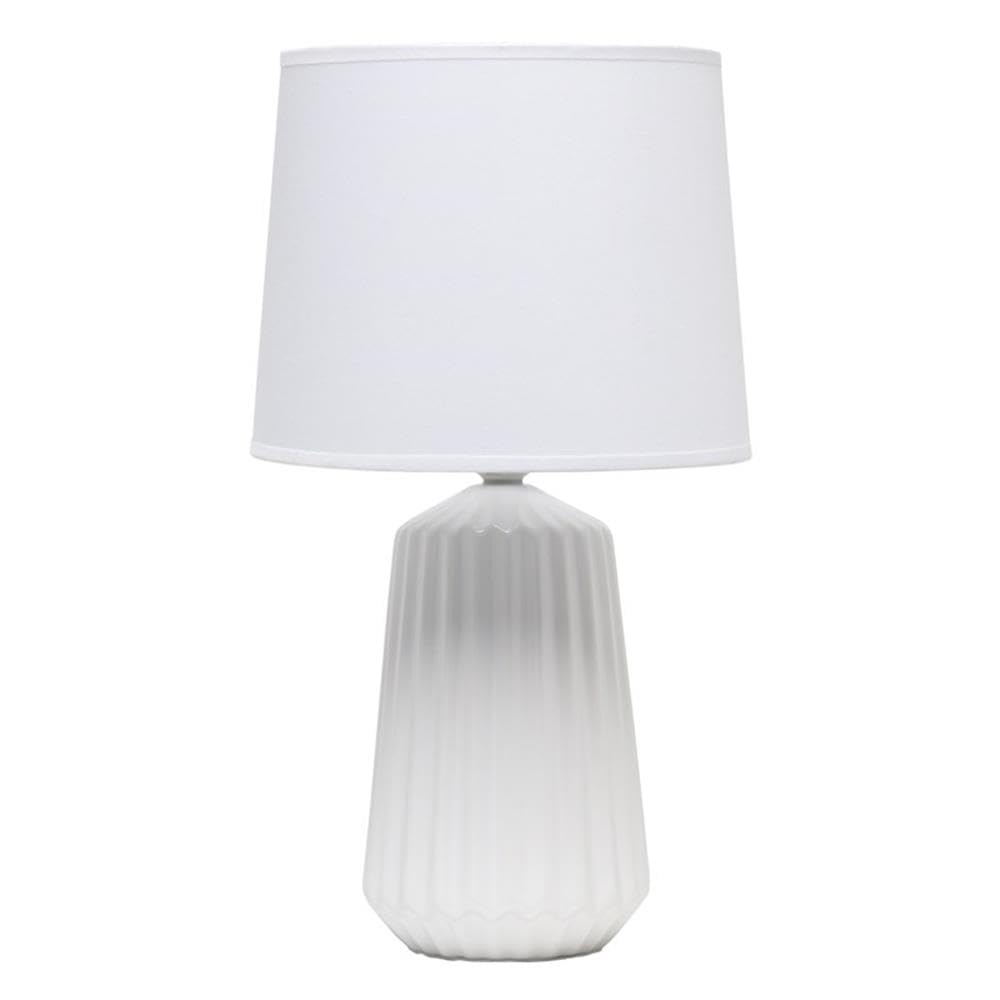 Simple Designs LT1119-OFF Pleated English Ceramic Base Bedside Table Lamp Off