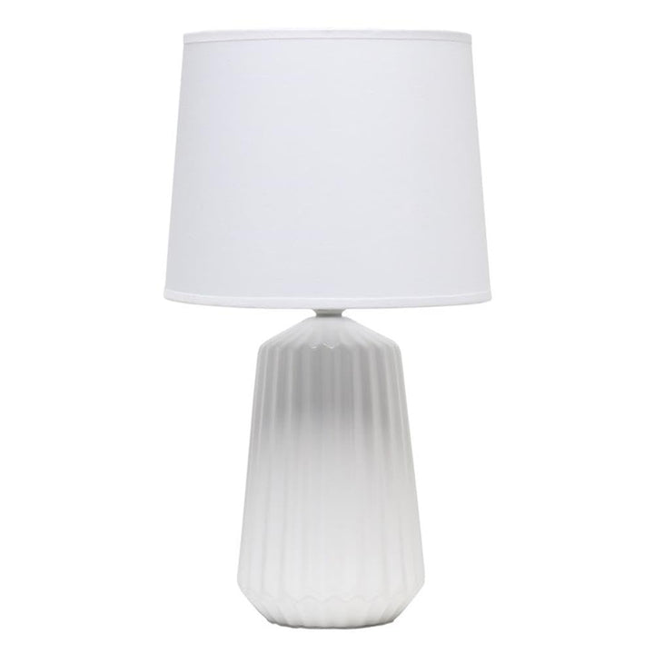 Simple Designs LT1119-OFF Pleated English Ceramic Base Bedside Table Lamp Off