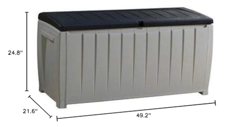 Novel 90 Gallon Black And Grey Plastic Deck Storage Box Lockable Water Resistant - Diamond Home USA