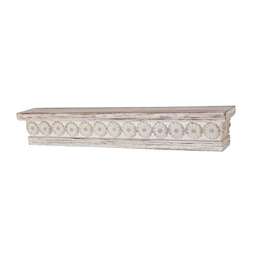 Rustic 6 X 36 Inch Distressed White Wooden Wall Shelf by Wood - Diamond Home USA
