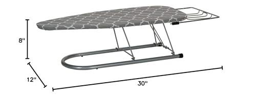 Silver Steel Top Tabletop Ironing Board with Iron Rest Cotton Holder - Diamond Home USA
