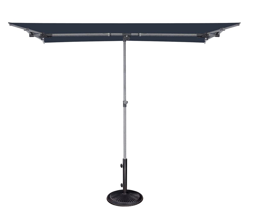 SimplyShade Capri Polyester Rectangle Balcony Umbrella in Platinum/Navy